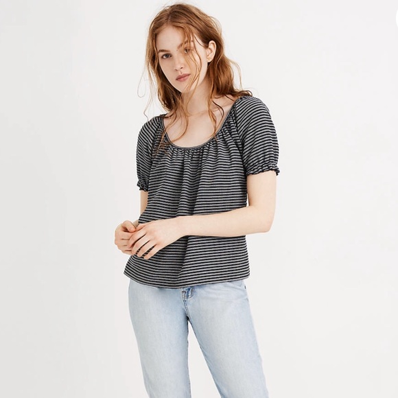 Madewell Texture & Thread Peasant Top in Stripe - Picture 2 of 6